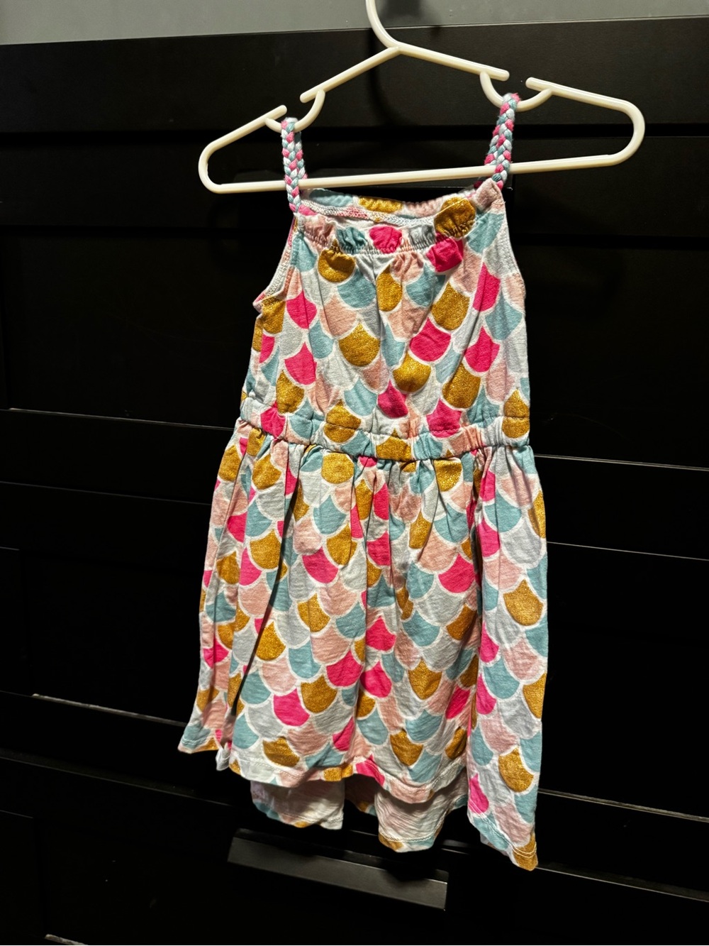 Carter's Pink, Teal & Gold Scallop Strap Sundress